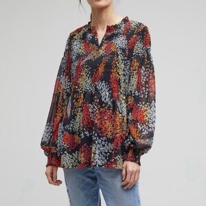 ANTHROPOLOGIE AKEMI + KIN Adria Smocked Babydoll Long Sleeve Blouse—SZ. Small